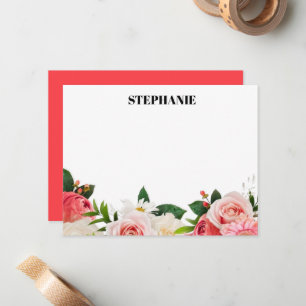 Nota de Hortensias Rojas Acuarela Personalizadas