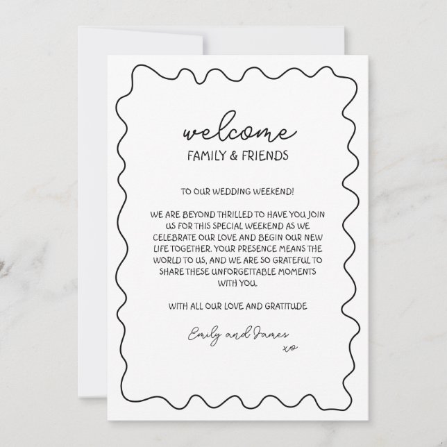 Nota de la bolsa de bienvenida de la boda de desti (Anverso)