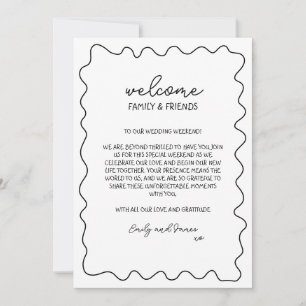 Nota de la bolsa de bienvenida de la boda de desti