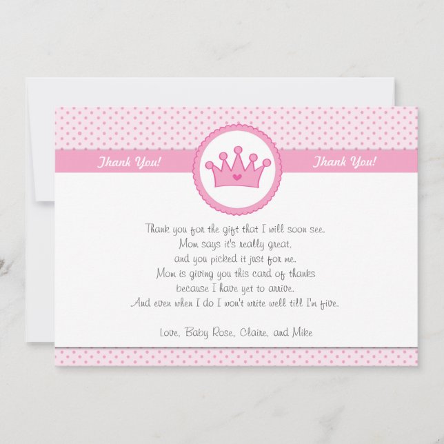 Nota de la tarjeta Princess Thank You (Anverso)