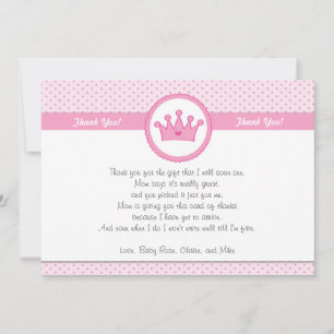 Nota de la tarjeta Princess Thank You