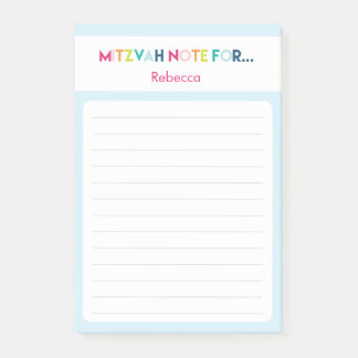 Nota de Mitzvah azul claro: 4x6 Sticky Pad
