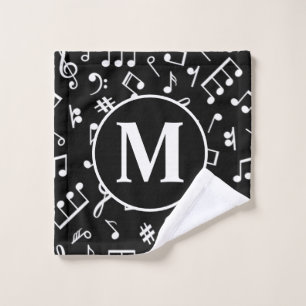 Nota de música en monograma blanco y negro