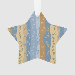 Nota De Música Rayos Marrón Y Azul Ornamento