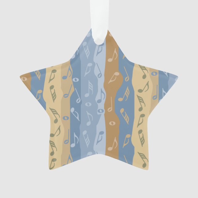 Nota De Música Rayos Marrón Y Azul Ornamento (Anverso)