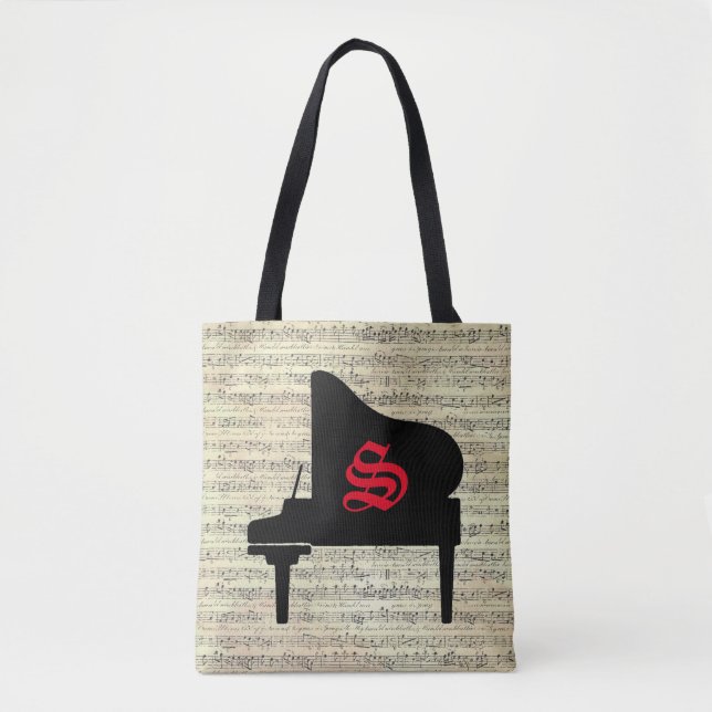 Nota de música Tote bolsa Piano Tema de música (Anverso)