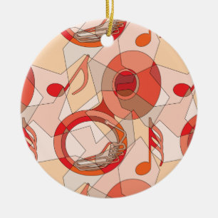 Nota De Música Tuba Fragmentos Rojos Ornamento Cer