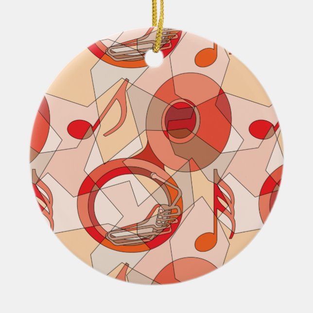 Nota De Música Tuba Fragmentos Rojos Ornamento Cer (Frente)