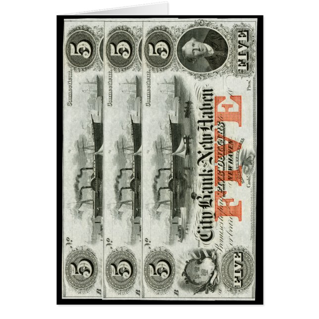 Nota de New Haven Five Dollar 1855 (Frente)