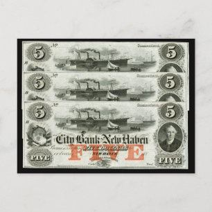 Nota de New Haven Five Dollar 1855