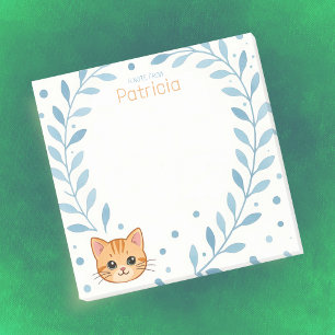 Nota de Nombre Personalizado con Adorable Gatito N