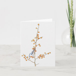 Nota de pájaro nuthatch de color de agua