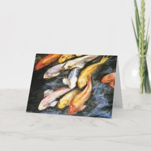 Nota de pintura de Koi Fish Pond Art o tarjetas de