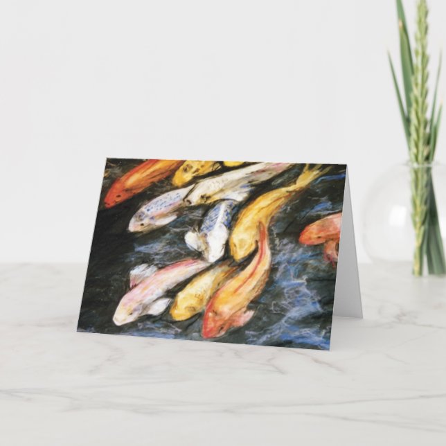 Nota de pintura de Koi Fish Pond Art o tarjetas de (Anverso)