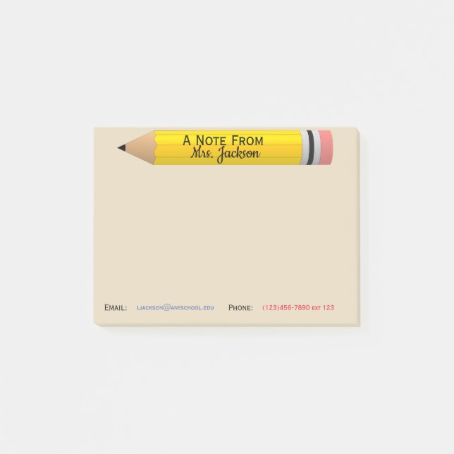 Nota de post-it del profesor personalizada (Anverso)