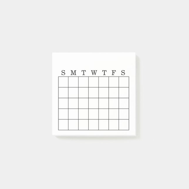 Nota de post-it mensual del perseguidor del (Anverso)