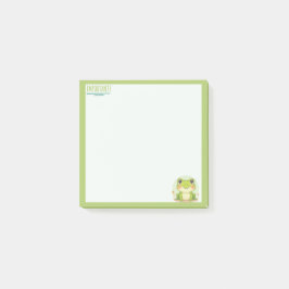 Nota de rana verde pastel estilo Kwaii