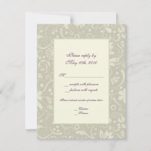 Nota de RSVP de boda de crema Paisley