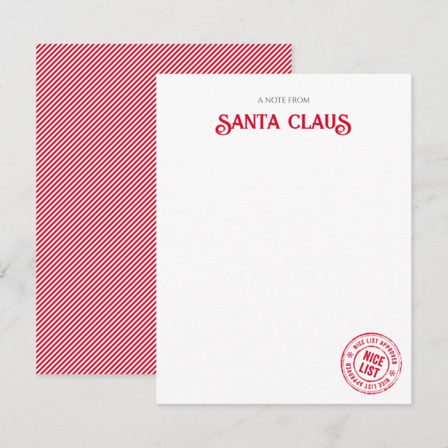Nota De Santa Claus Lista Oficial NICE Aprobada (Anverso / Reverso)