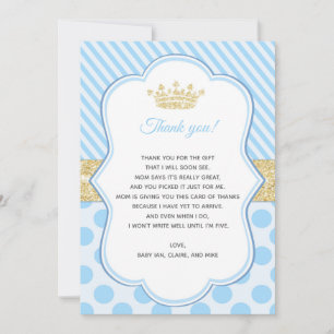Nota de tarjeta de agradecimiento para Baby Shower