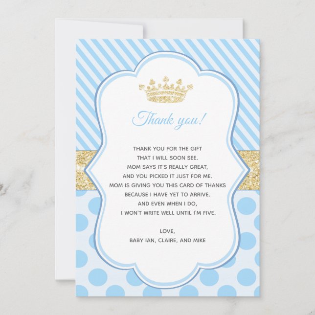 Nota de tarjeta de agradecimiento para Baby Shower (Anverso)