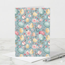 Nota decorativa de flores de Pascua pastel