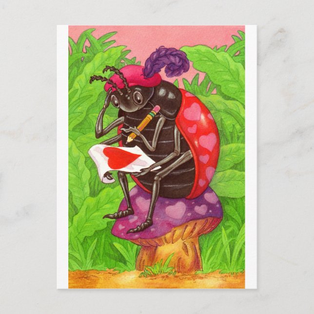 Nota del amor de la mariquita de la tarjeta del (Anverso)