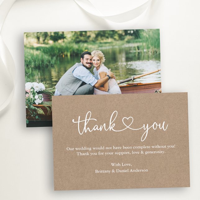 Nota del Boda de la caligrafía moderna Heart Photo (Customize to change your personalized text size or text style.)