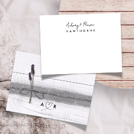 Nota del Boda de lavanda rústica de pareja moderna