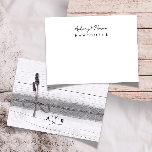 Nota del Boda de lavanda rústica de pareja moderna (Subido por el creador)