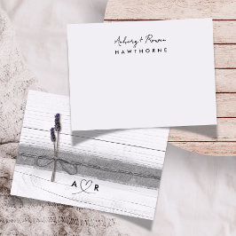 Nota del Boda de lavanda rústica de pareja moderna