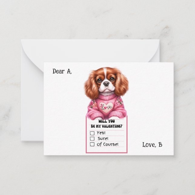 Nota del Día de San Valentín del Cavalier King Cha (Anverso)