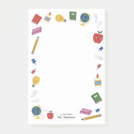 Nota del profesor sobre el material escolar feliz