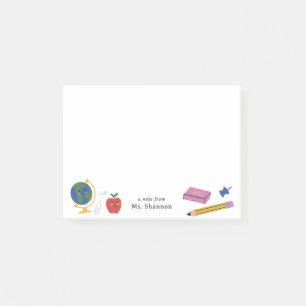 Nota del profesor sobre el material escolar feliz