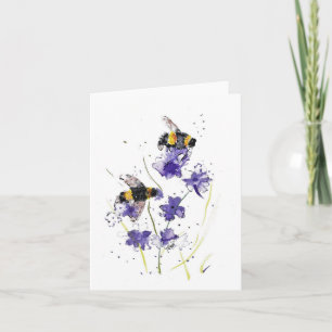 Nota doblada Color de la tarjeta de abejas y viole