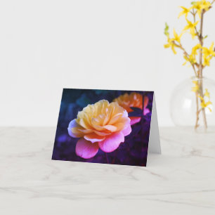 Nota en blanco de arte de flor rosa amarilla