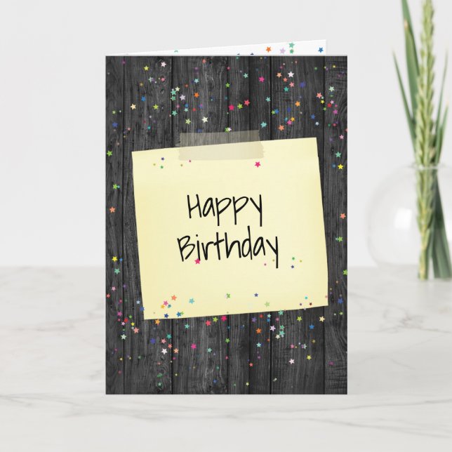 Nota Feliz Cumpleaños Sobre La Madera (Anverso)