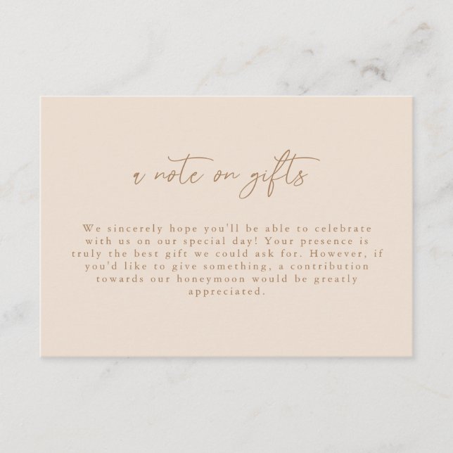 Nota Moderna de Regalos con Letra Script (Anverso)