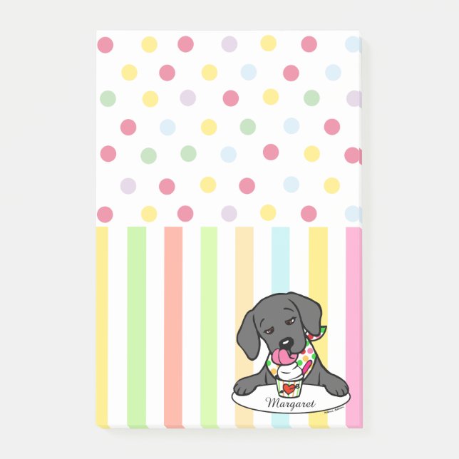 Nota negra del helado del perrito de Labrador (Anverso)