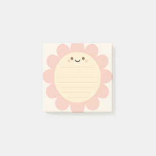 Nota pegajosa en forma de flor rosa pastel Nota