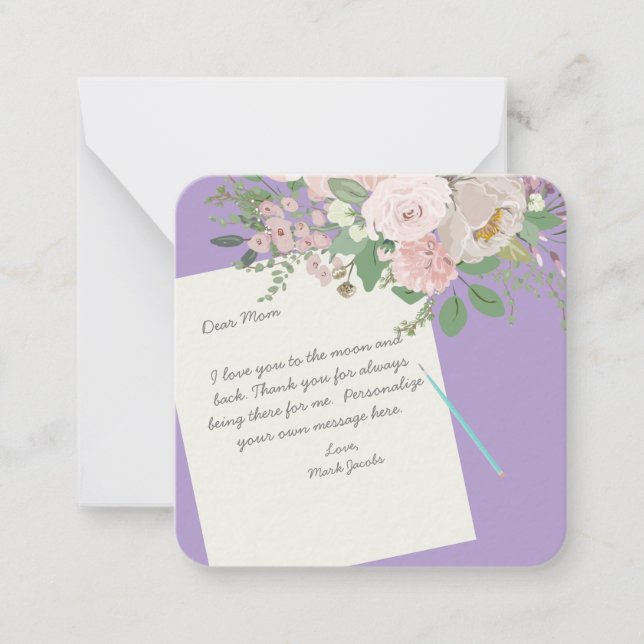 Nota personal de amor floral para madre (Anverso)
