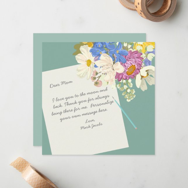 Nota personal de amor floral para madre (Anverso/Reverso In Situ)