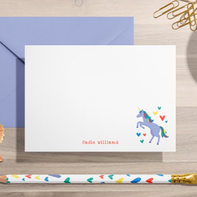 Nota personal de niños de Unicornio con arcoiris a (Subido por el creador)
