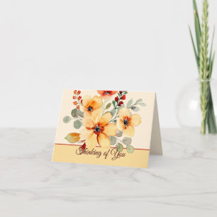 Nota personalizable floral acuarela naranja y roja