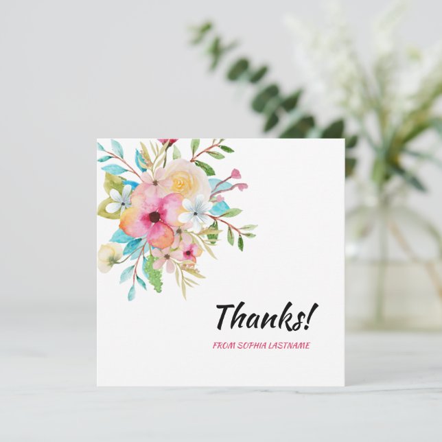 Nota personalizada de floral rosa pastel (Anverso de pie)