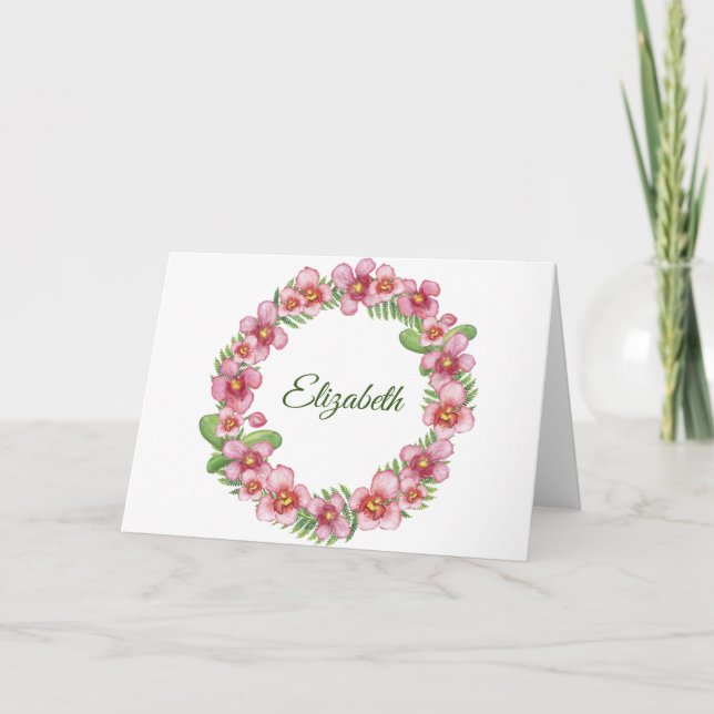 Nota personalizada de la flor rosa y verde (Anverso)