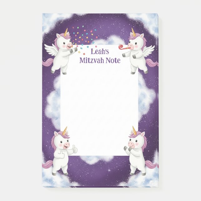 Nota personalizada de Mitzvah Notepad morado de un (Anverso)