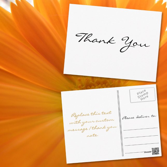 Nota personalizada moderna simple blanca de agrade (Personalized Note Modern Simple White Thank You Postcard)
