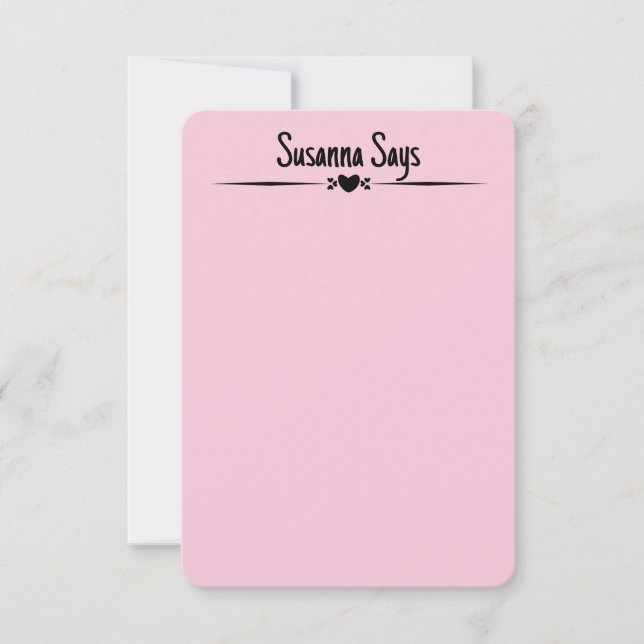 Nota Personalizado de guiones modernos rosados de  (Anverso)