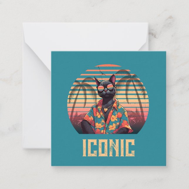 Nota plana de actitud de gato tropical sin tiempo (Anverso)